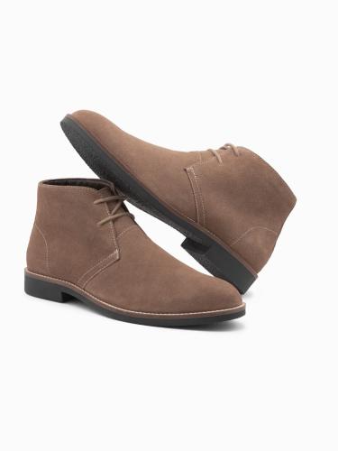 Ombre Men's leather tied ankle boots - sand
