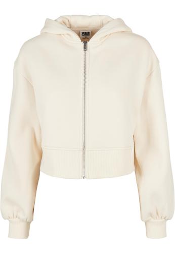 Women's Short Oversized Jacket with Zipper Whitesand