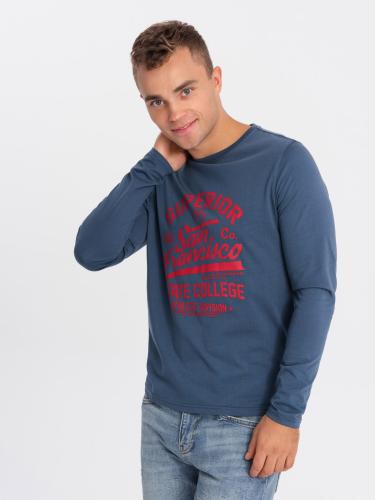 Ombre Men's long-sleeve collegiate print t-shirt - blue