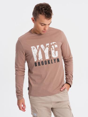 Ombre Men's map motif print longsleeve - light brown