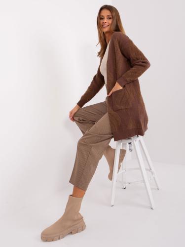 Brown women's cardigan with pockets