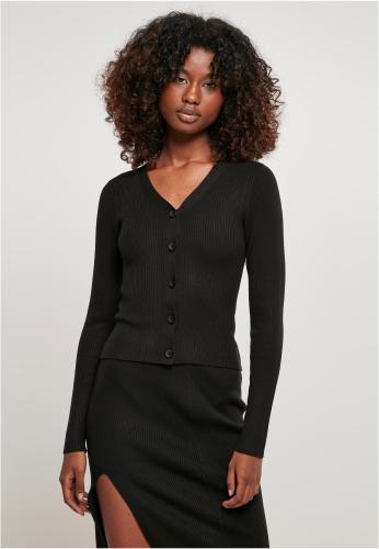 Women's cardigan with short rib knit, black