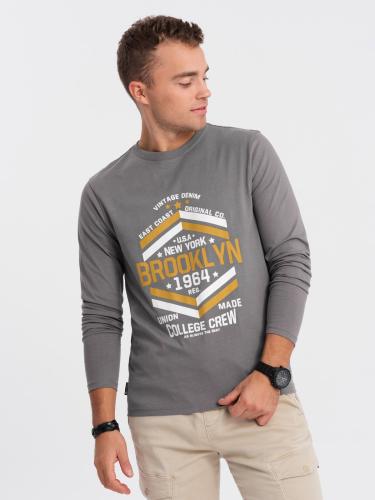 Ombre Men's collegiate style printed longsleeve - grey