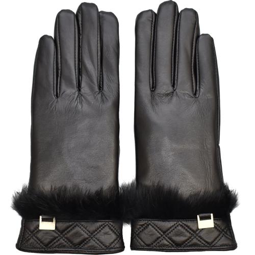Γάντια Semiline Semiline_Women_Leather_Antibacterial_Gloves_P8208_Black