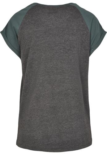 Κυρίες αντίθεση Raglan Tee κάρβουνο/bottlegreen