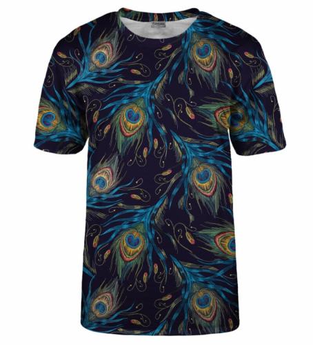 Γλυκόπικρο Παρίσι Unisex's Embroidery Peacock T-Shirt Tsh Bsp622 Navy Blue