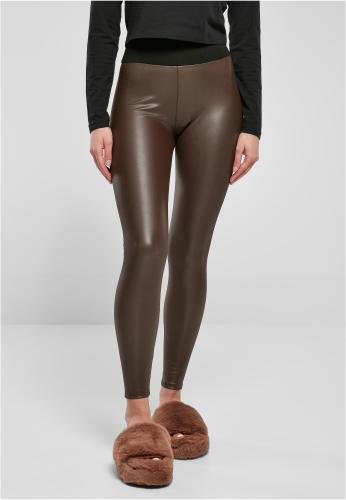 Women's high-waisted synthetic leather leggings brown