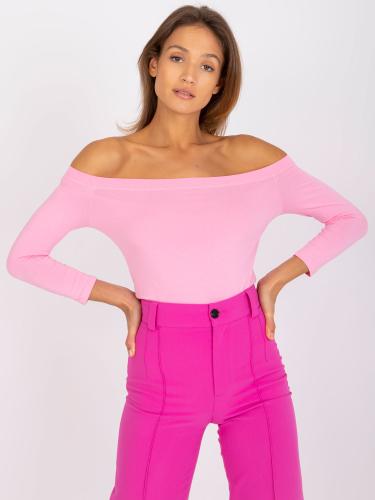 Ανοιχτό ροζ γυναικεία βαμβακερή μπλούζα basic Blink