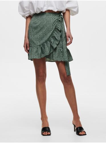 Πράσινη πουά κοντή wrap φούστα με βολάν ONLY Olivia - Γυναικεία
