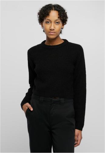 Women's short waffle sweater black color