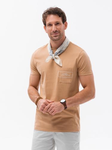 Ombre Ανδρικό βαμβακερό μπλουζάκι με στάμπα τσέπης