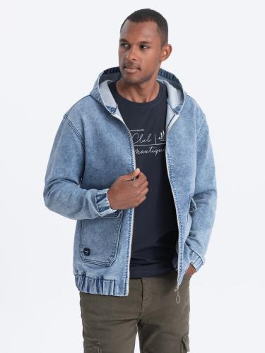 Ombre Men's denim jacket katana with cargo pockets and hood