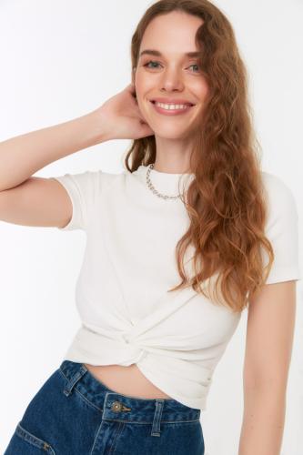 Γυναικείο crop top Trendyol Anthracite