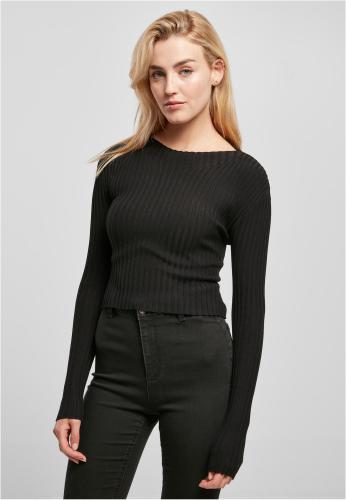 Women's sweater with short rib knit on the back, black