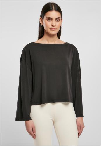 Women's short modal neckline Bateau with long sleeves, black