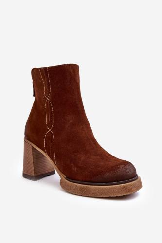 Women's suede boots with high heels Brown Lemar Remilda