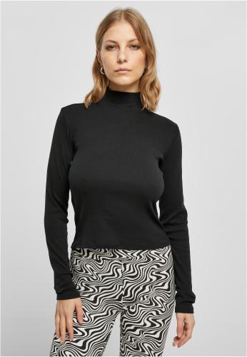 Women's long sleeves cut out at the back with ribbing black