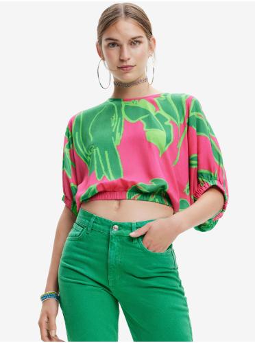 Desigual Garret Πράσινο-Ροζ Γυναικεία Μπλούζα - Γυναικεία