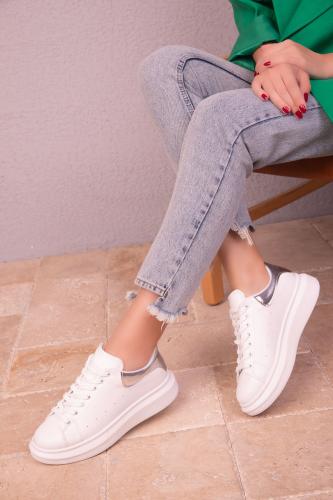 Soho White-Silver Women's Sneakers 15732