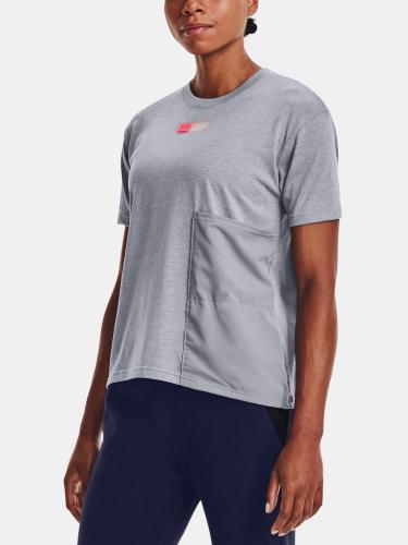 Under Armour T-Shirt Live Woven Pocket Tee-GRY - Women