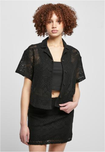 Women's Crochet Lace Holiday Shirt Black