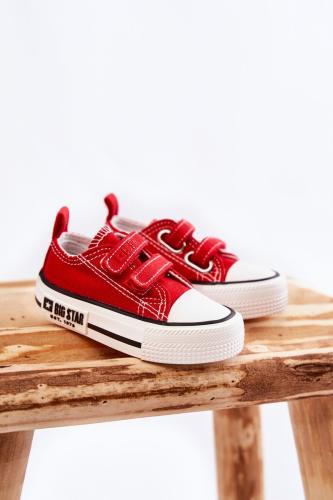 Παιδικά υφασμάτινα sneakers με Velcro BIG STAR KK374076 Κόκκινο