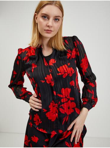 Κοκκινόμαυρη γυναικεία φλοράλ μπλούζα ORSAY - Ladies