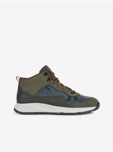 Khaki Mens Ankle Sneakers with Suede Details Geox Terrestre - Men