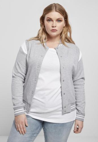 Ladies Organic Inset College Sweat Jacket Γκρι/λευκό