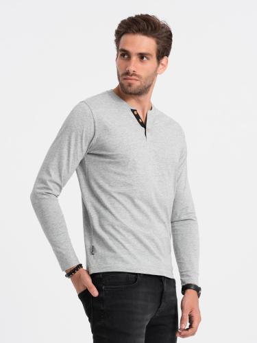 Ombre HENLEY men's neckline longsleeve - grey melange