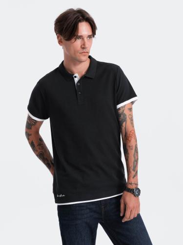 Ombre Men's cotton polo shirt - black