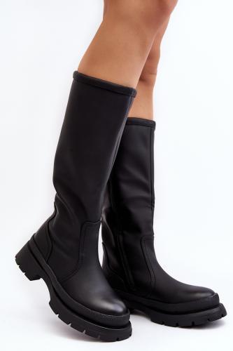 Black women's insulated flat heel boots Desiren