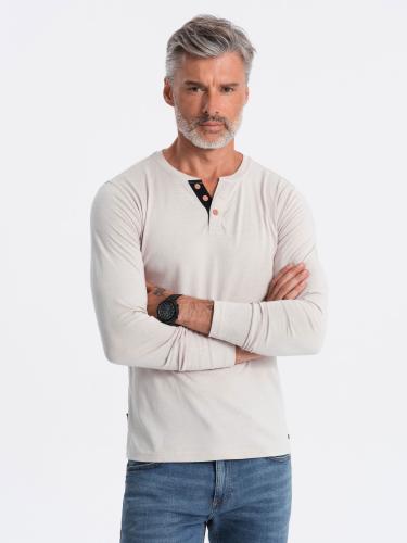 Ombre HENLEY men's neckline longsleeve - light grey