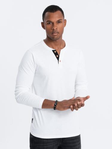 Ombre HENLEY men's neckline longsleeve - white