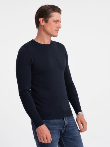 Ombre Classic men's sweater with round neckline - navy blue