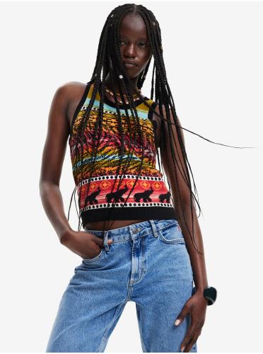 Μαύρη Desigual Xenia Γυναικεία Μπλούζα με Σχέδια - Γυναικεία