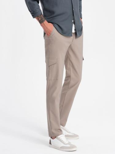 Ombre Men's REGULAR fabric pants with cargo pockets - beige