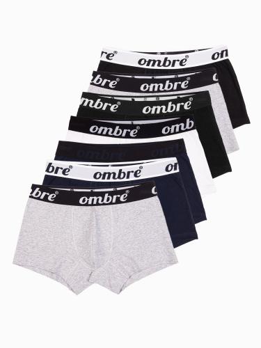 Ombre Men's cotton boxer shorts with contrasting elastic - 7-pack mix