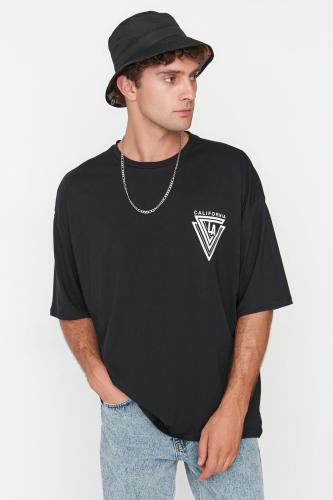 Trendyol Black Ανδρικό Oversize Κοντομάνικο Τυπωμένο T-Shirt