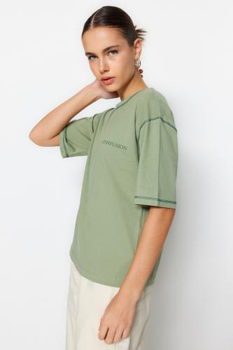 Trendyol T-Shirt - Πράσινο - Κανονική εφαρμογή