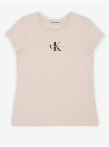 Ανοιχτό ροζ κοριτσίστικο μπλουζάκι Calvin Klein Jeans - Κορίτσια