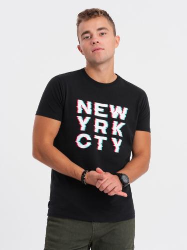 Ombre Men's printed cotton t-shirt - black