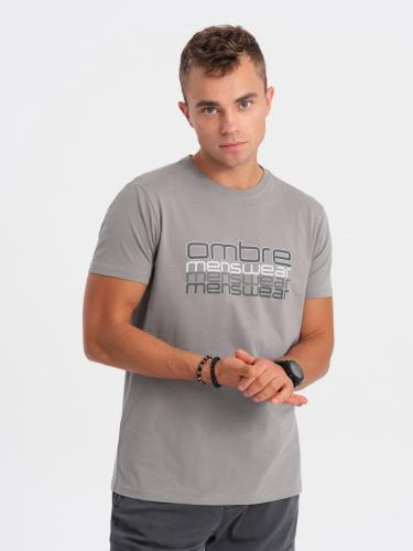 Ombre Men's printed cotton t-shirt - gray