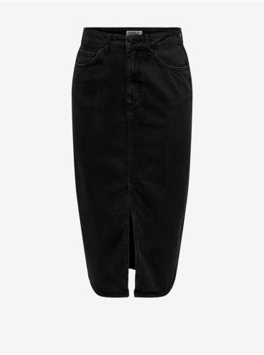 Black women's denim midi skirt ONLY Bianca - Women