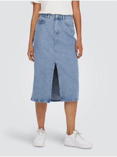 Light blue women's denim midi skirt ONLY Bianca - Women