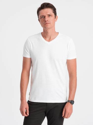 Ombre BASIC men's classic cotton T-shirt with a crew neckline - white