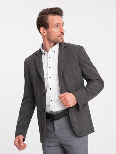 Ombre Elegant men's jacket with decorative buttons on cuffs - graphite