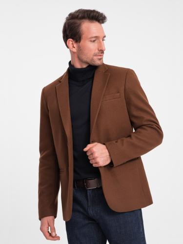 Ombre Men's casual jacket with decorative buttons on cuffs - chocolate brown