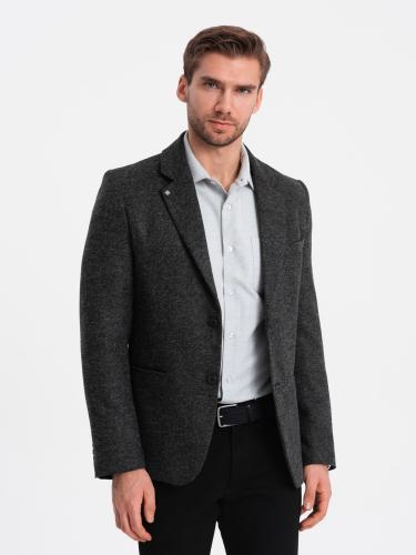 Ombre Men's casual jacket with decorative pin on lapel - graphite melange