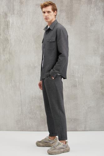 GRIMELANGE Walsh Men's Pique Look Special Fabric Flexible Double Cuff Cord Elastic Waist Trousers